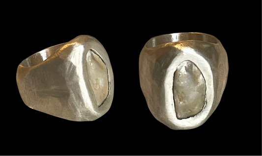 mother of pearl heavy organic ring ~ size 6.5