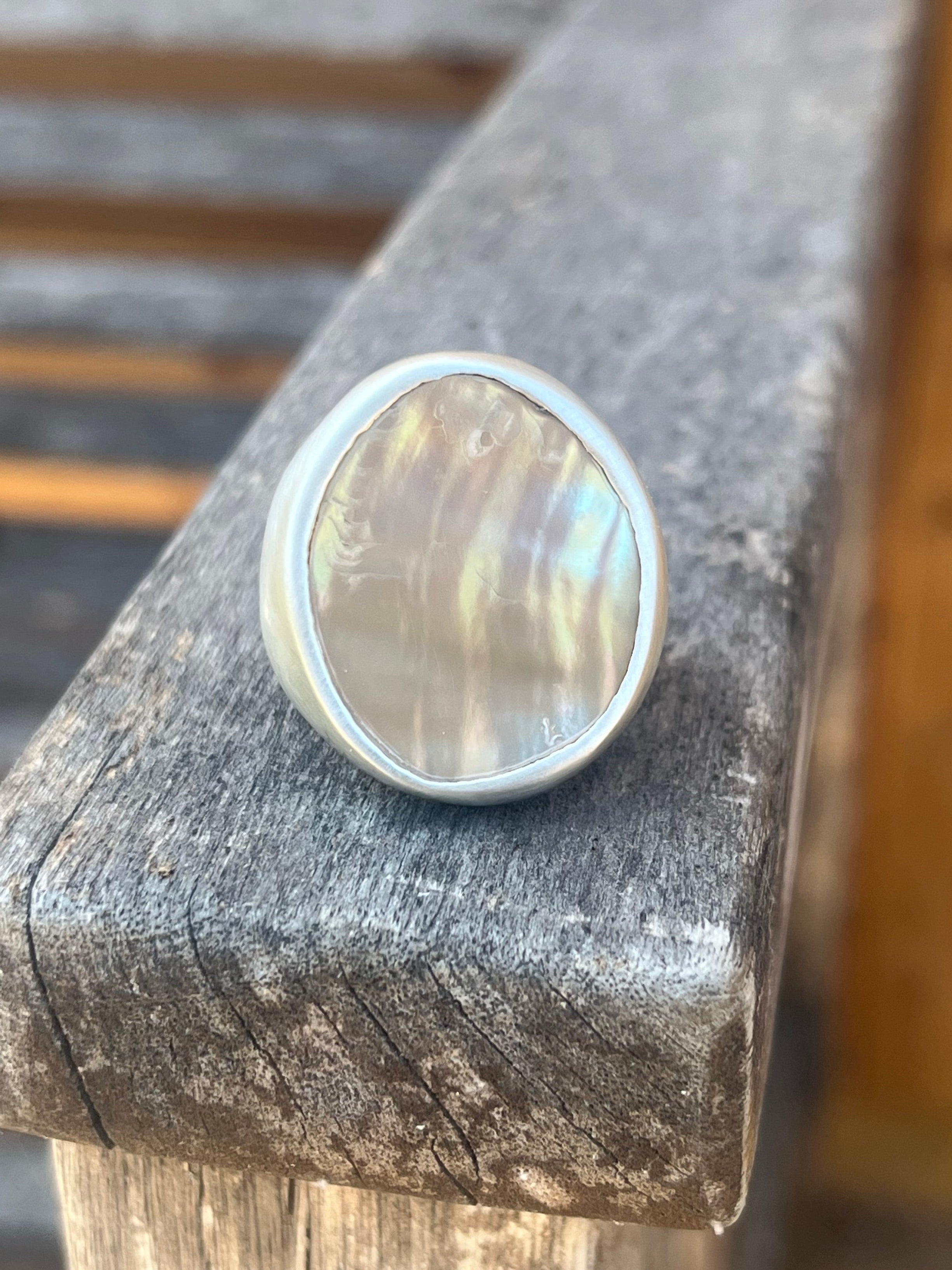 white abalone ring