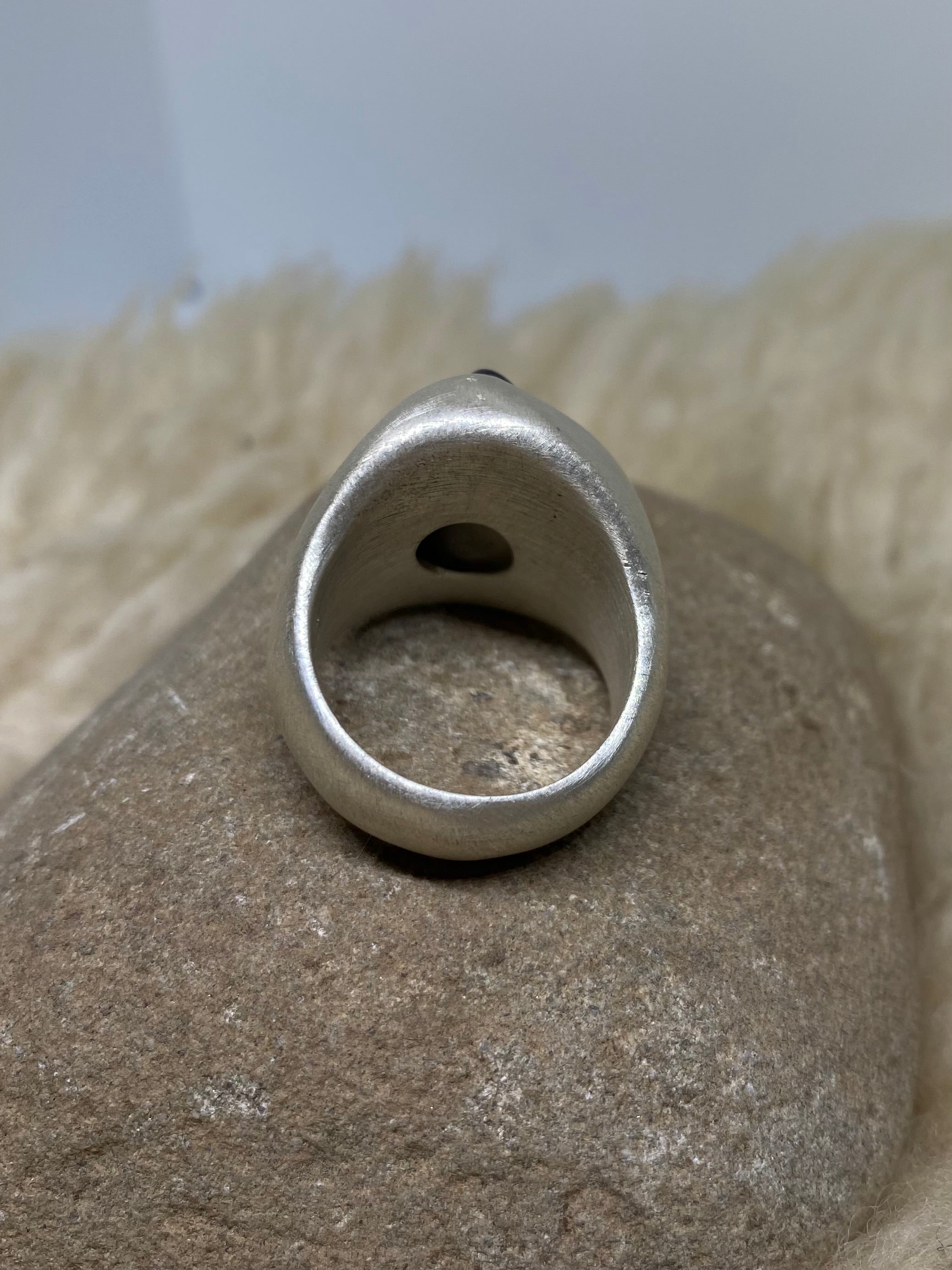 blue beach stone ring~ size 7.5