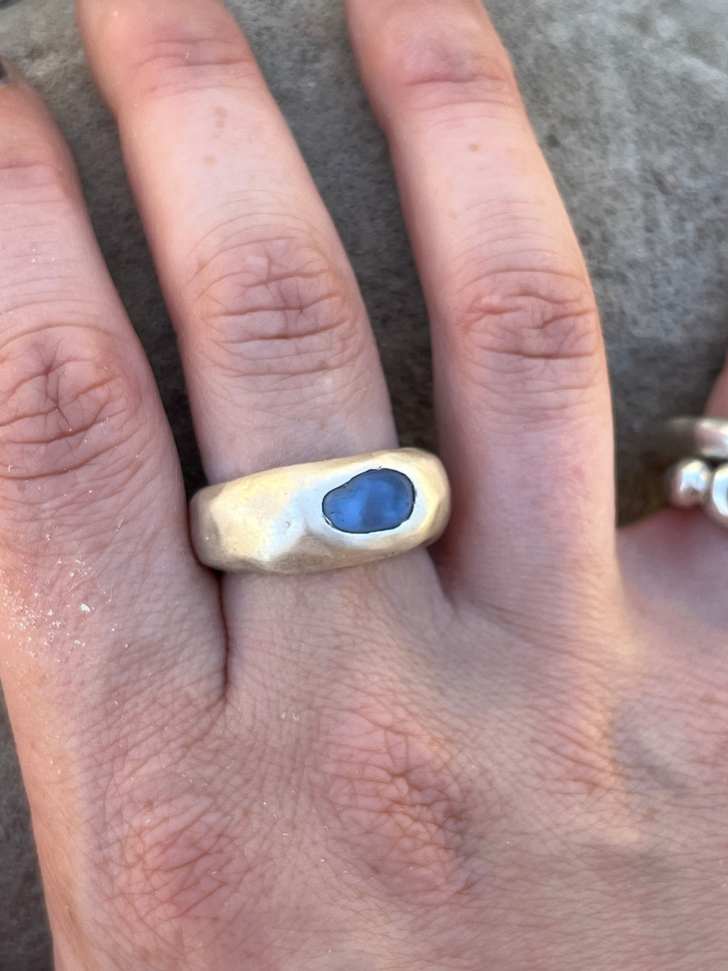 blue seaglass band~ size 8