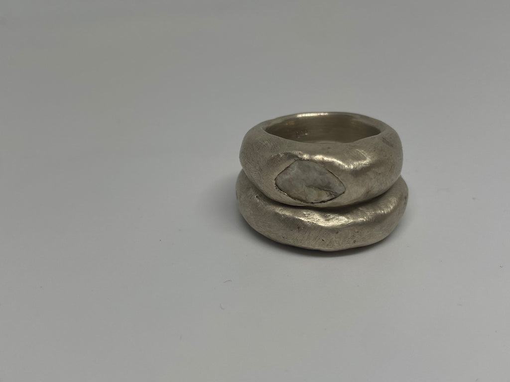 shell chip & silver band couple