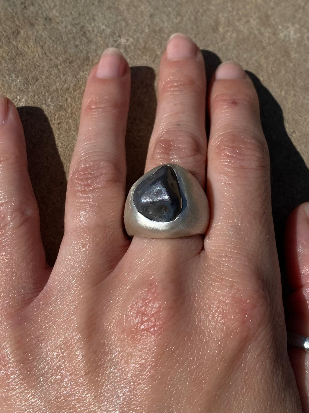 blue beach stone ring~ size 7.5