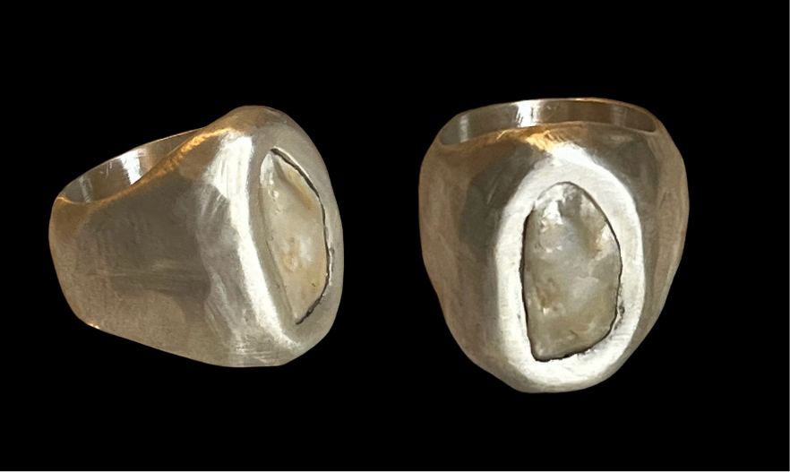 mother of pearl heavy organic ring ~ size 6.5