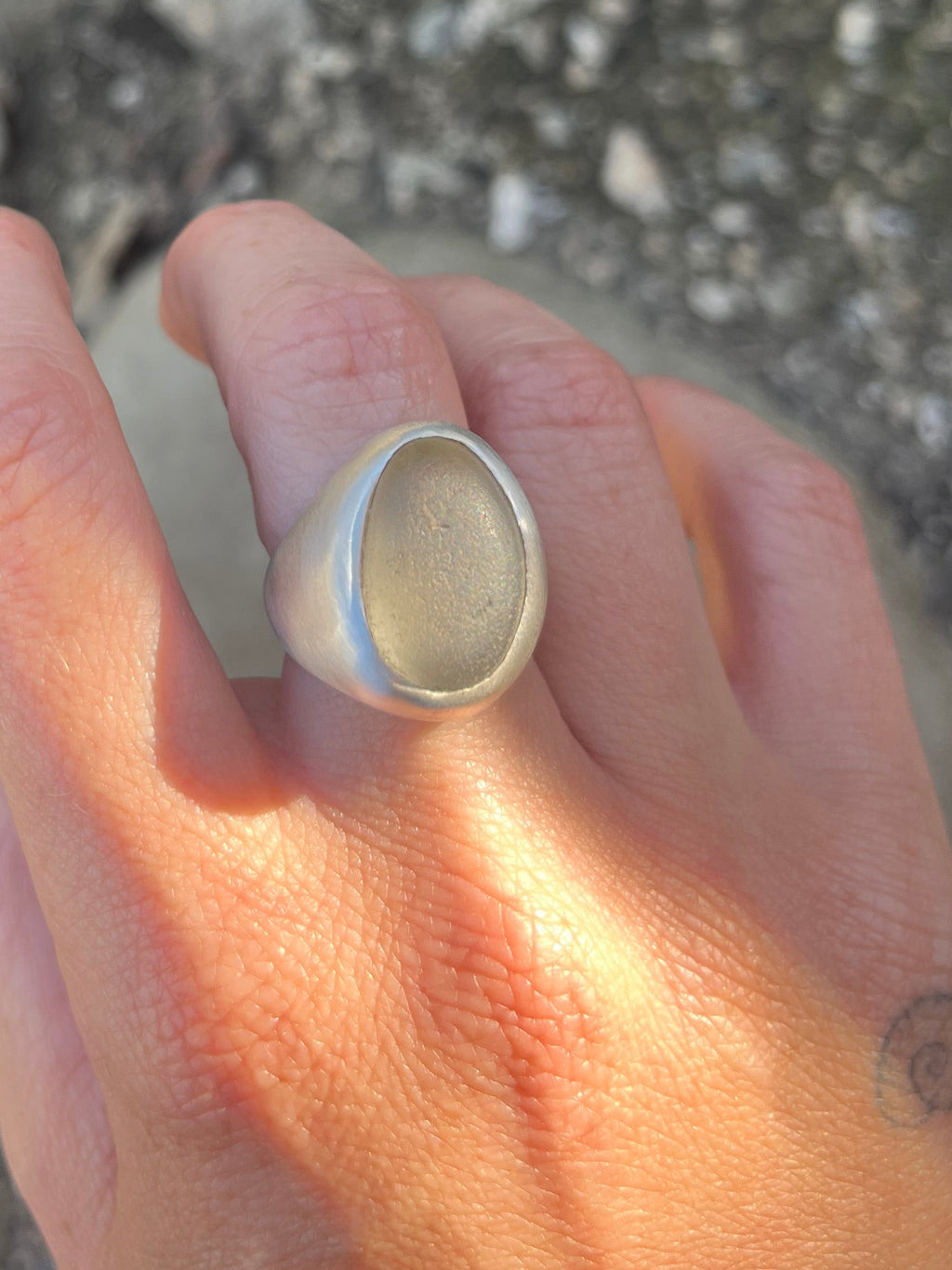 gray seaglass ring ~size 6