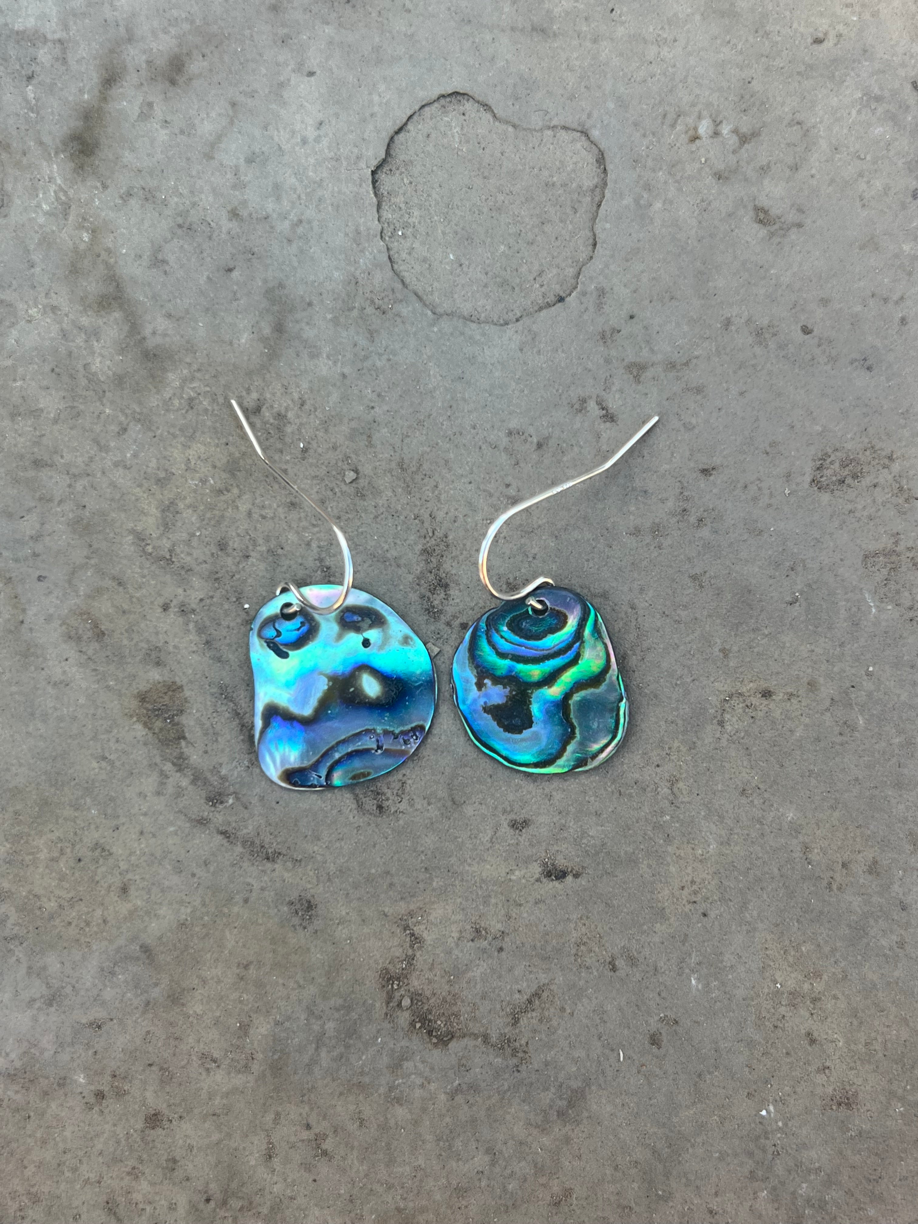 abalone coin earrings