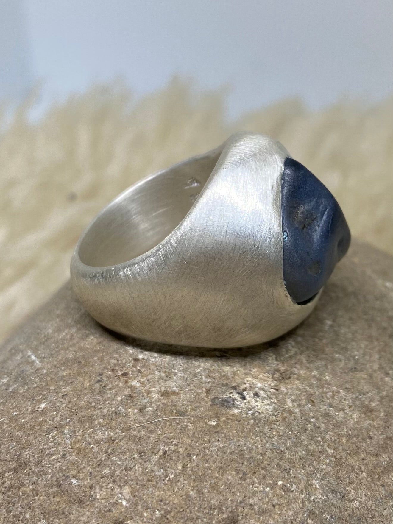 blue beach stone ring~ size 7.5
