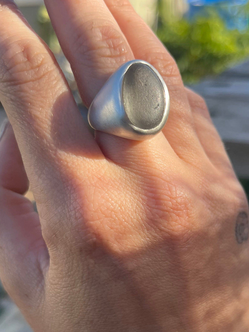 gray seaglass ring ~size 6