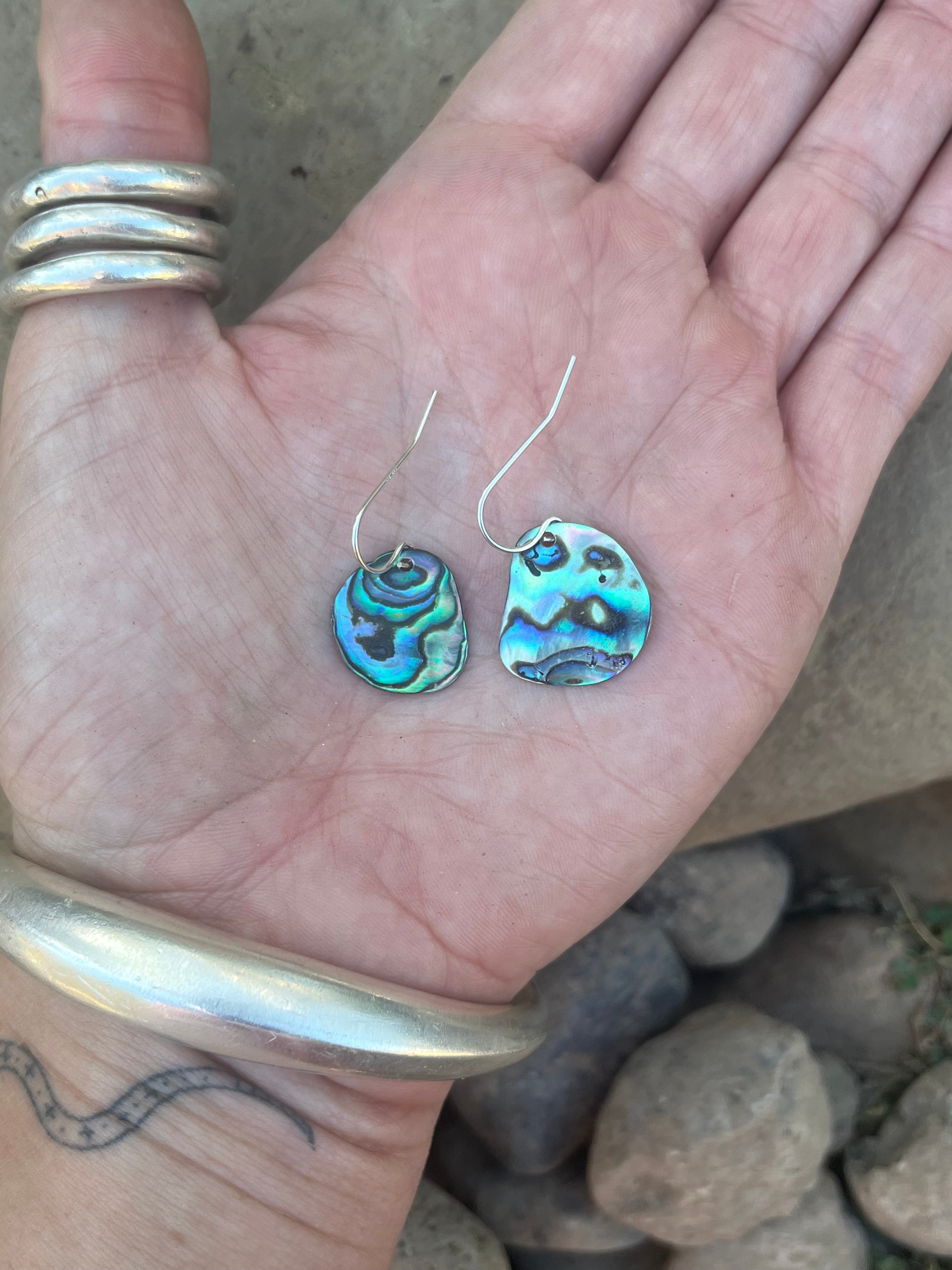 abalone coin earrings