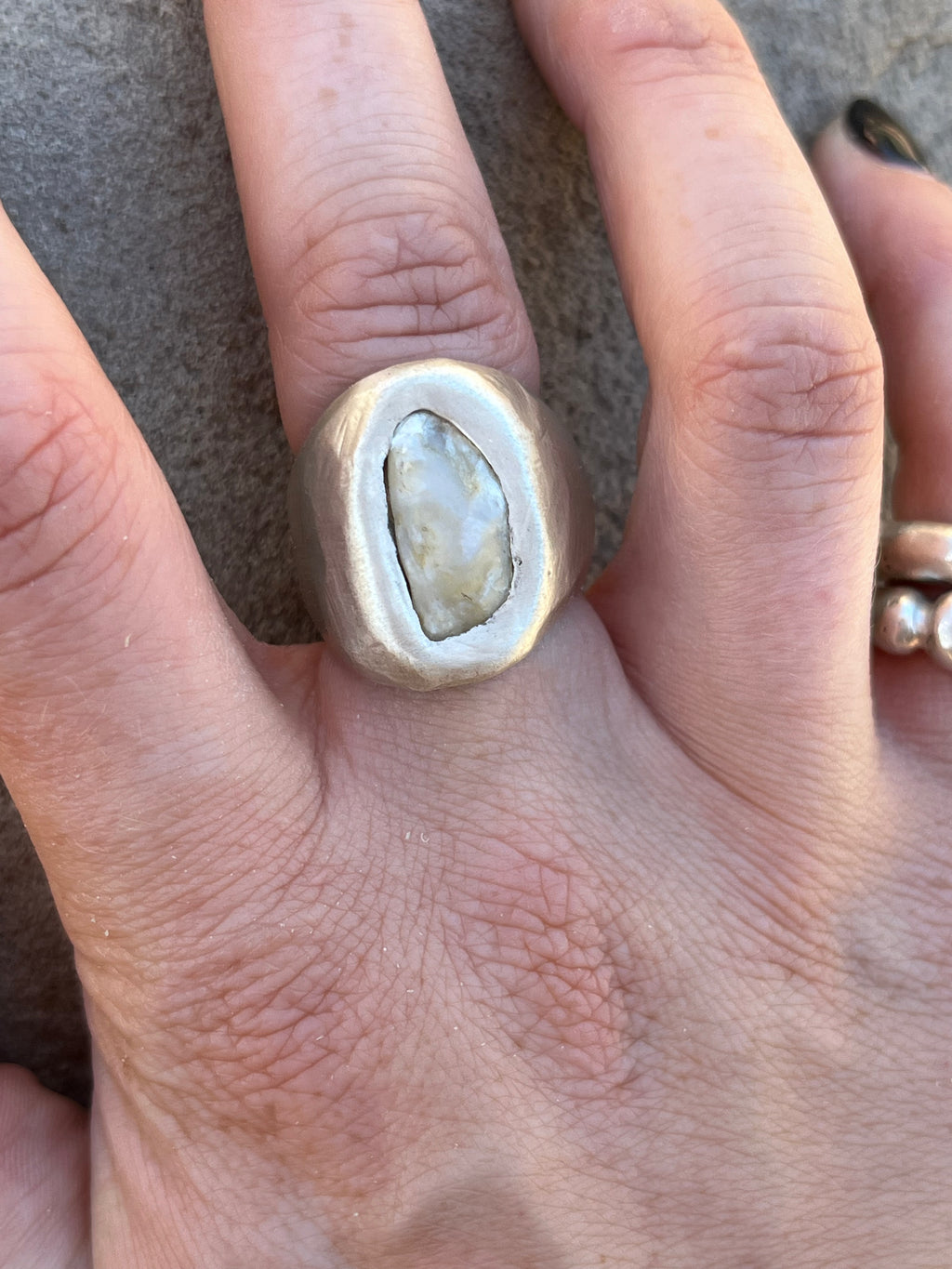 mother of pearl heavy organic ring ~ size 6.5