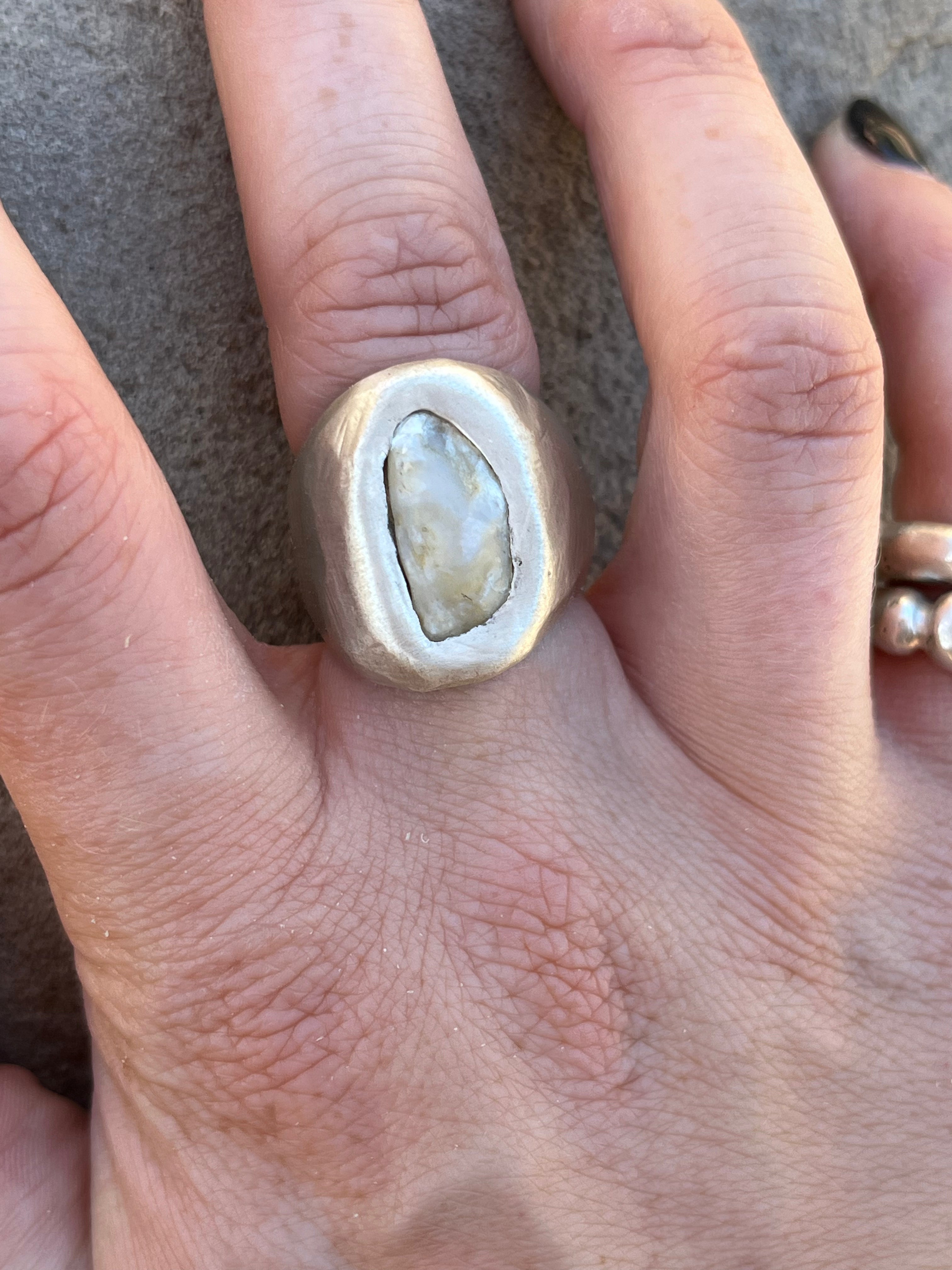 mother of pearl heavy organic ring ~ size 6.5