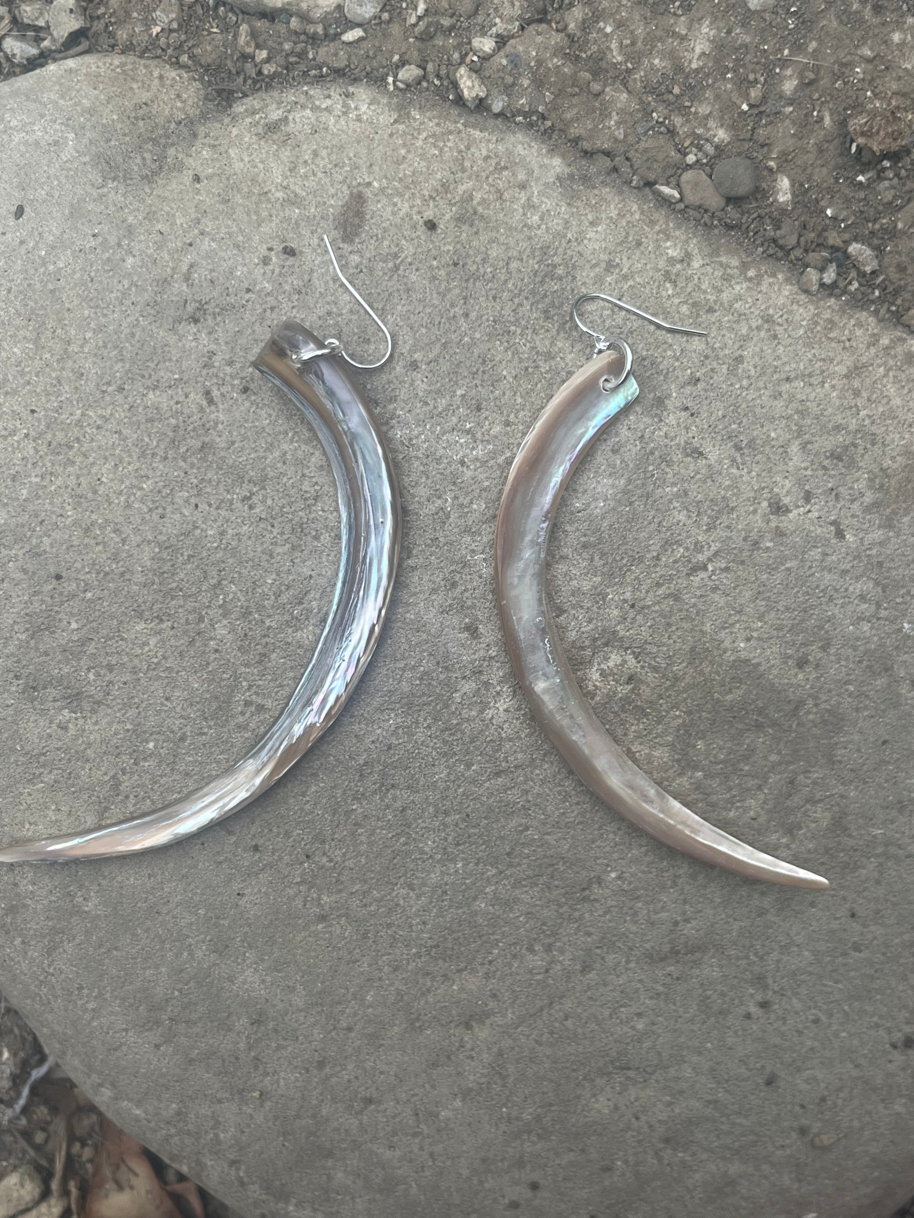 large abalone tusk earring