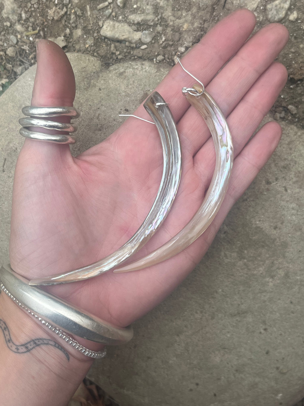 large abalone tusk earring