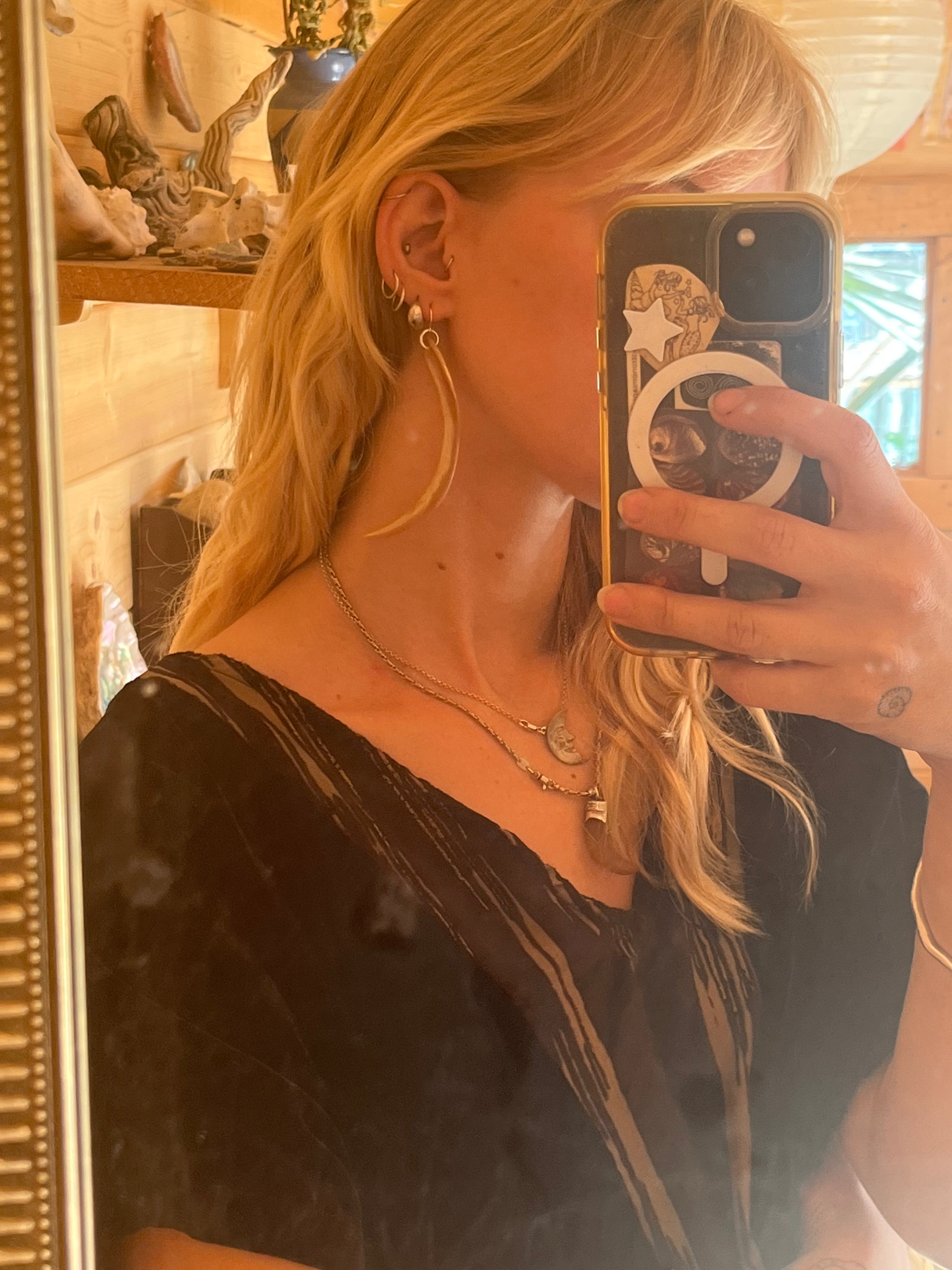 large abalone tusk earring
