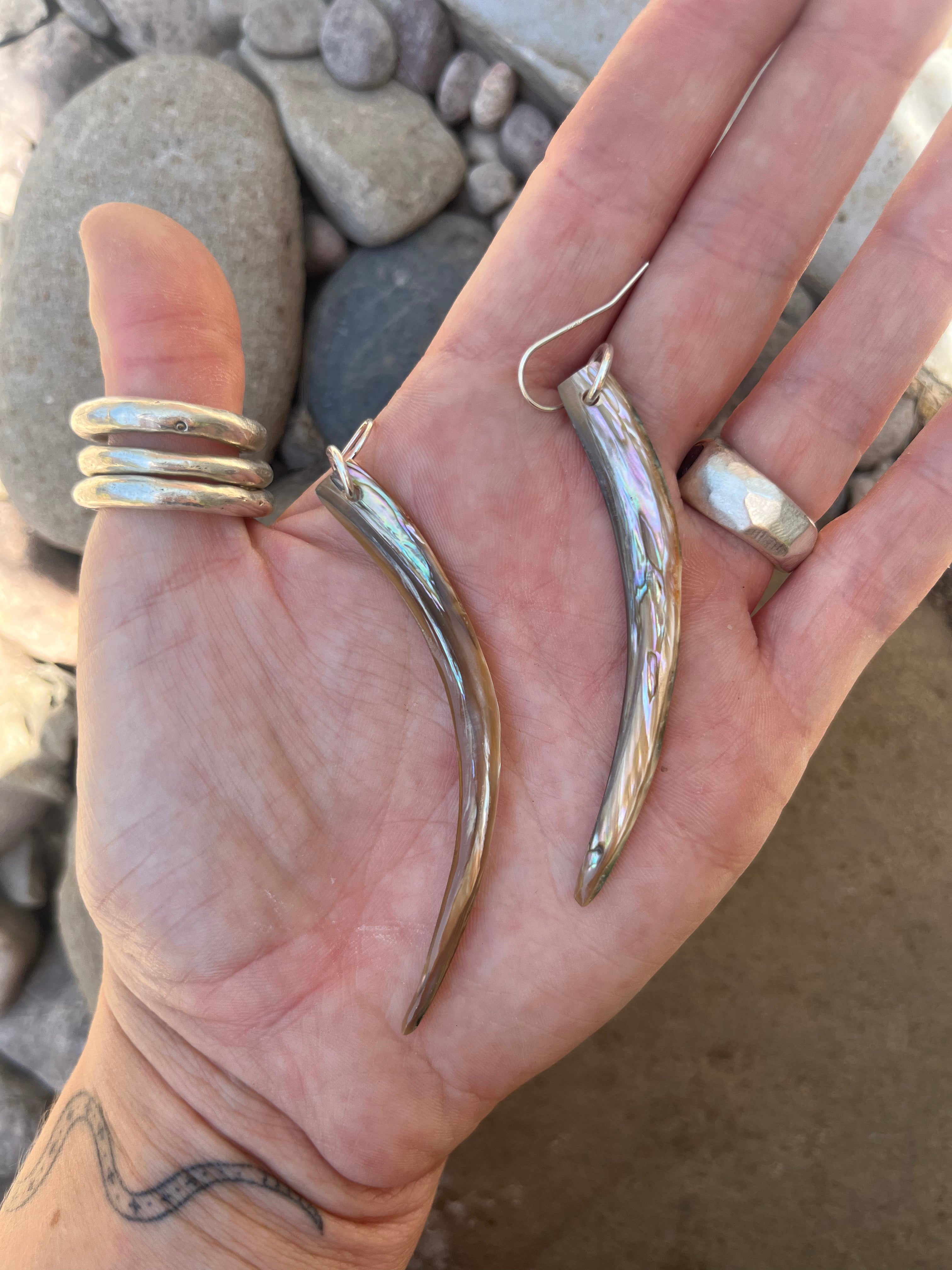 abalone tusk earring