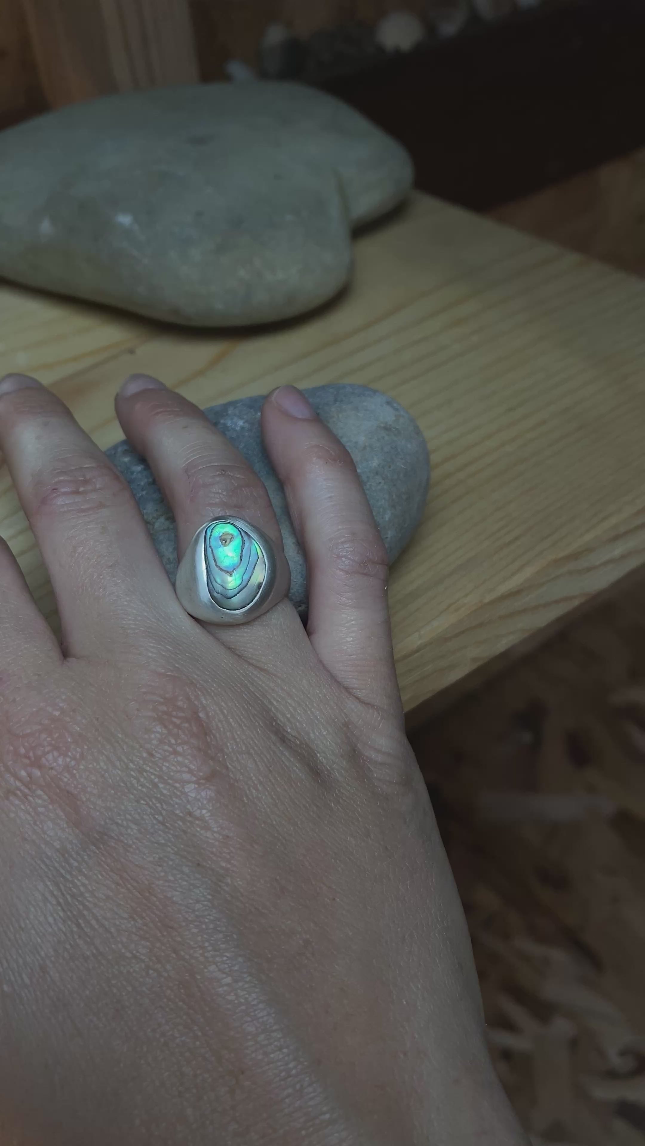 abalone moon pool ring-size 5.25